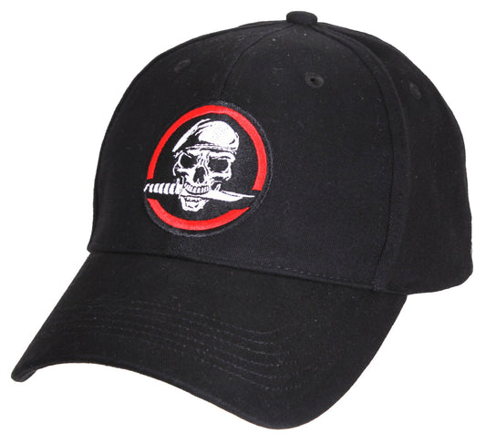 Black Skull & Knife Deluxe Low Profile Hat - Rothco Adjustable Cap