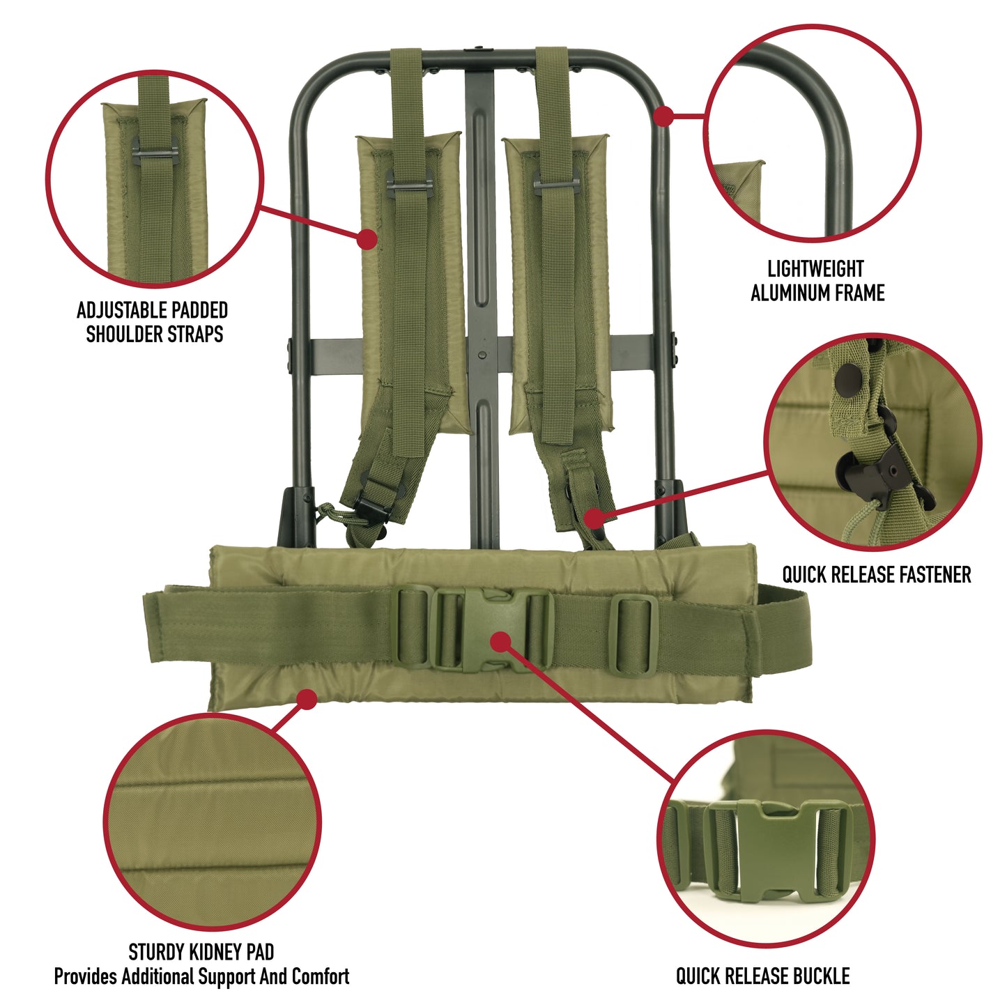 ALICE Pack Aluminum Frame With Attachments - 20" Rothco GI LC-1 Frames