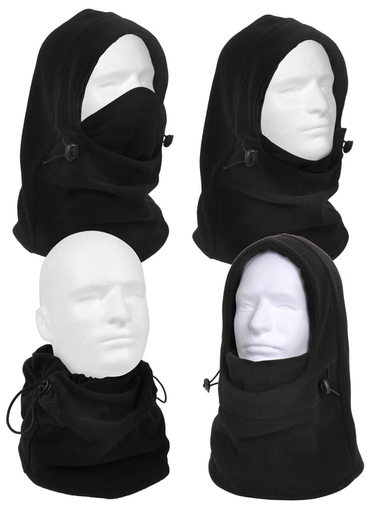 Black Double Fleece Layer 3-In-1 Winter Balaclava, Neck Gaitor & Face Mask