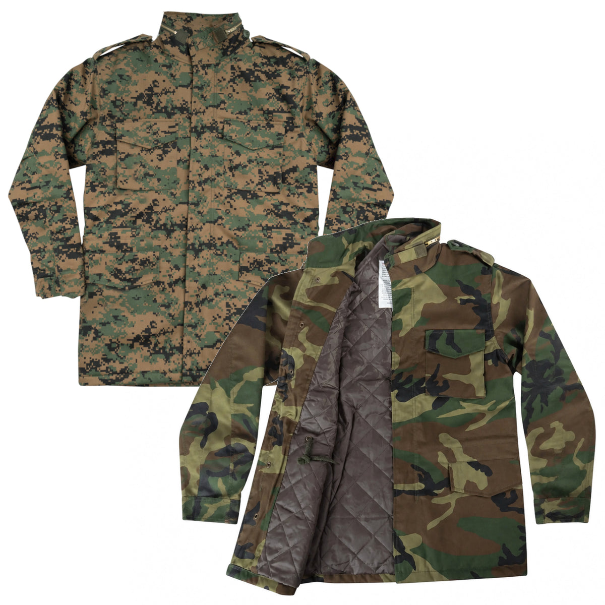 Woodland Camo Kid's M-65 Field Jacket With Built-In Liner Kids Camo Coats