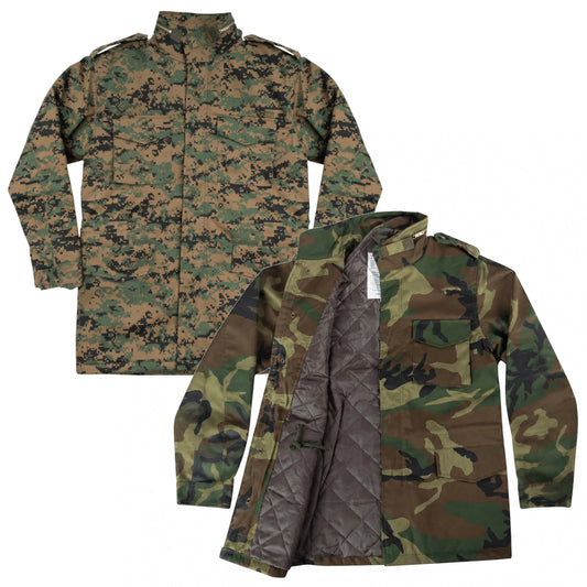 Woodland Camo Kid's M-65 Field Jacket With Built-In Liner Kids Camo Coats
