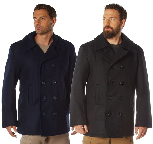 US Navy Type Black Or Navy Blue Wool Blend Peacoat