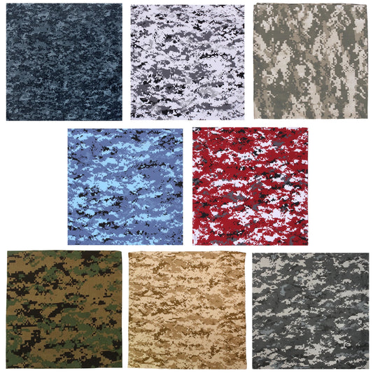 22"x22" Digital Camo Bandanas 100% Cotton Face & Headwraps Headbands
