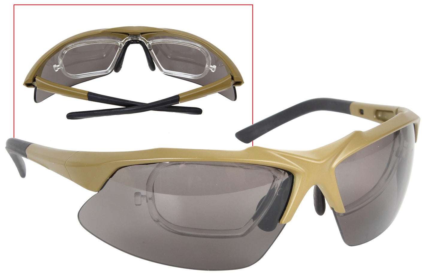 Tactical Eyewear Kit Ballistic Safety Eye Shield w/ Prescription Lens Inserts
