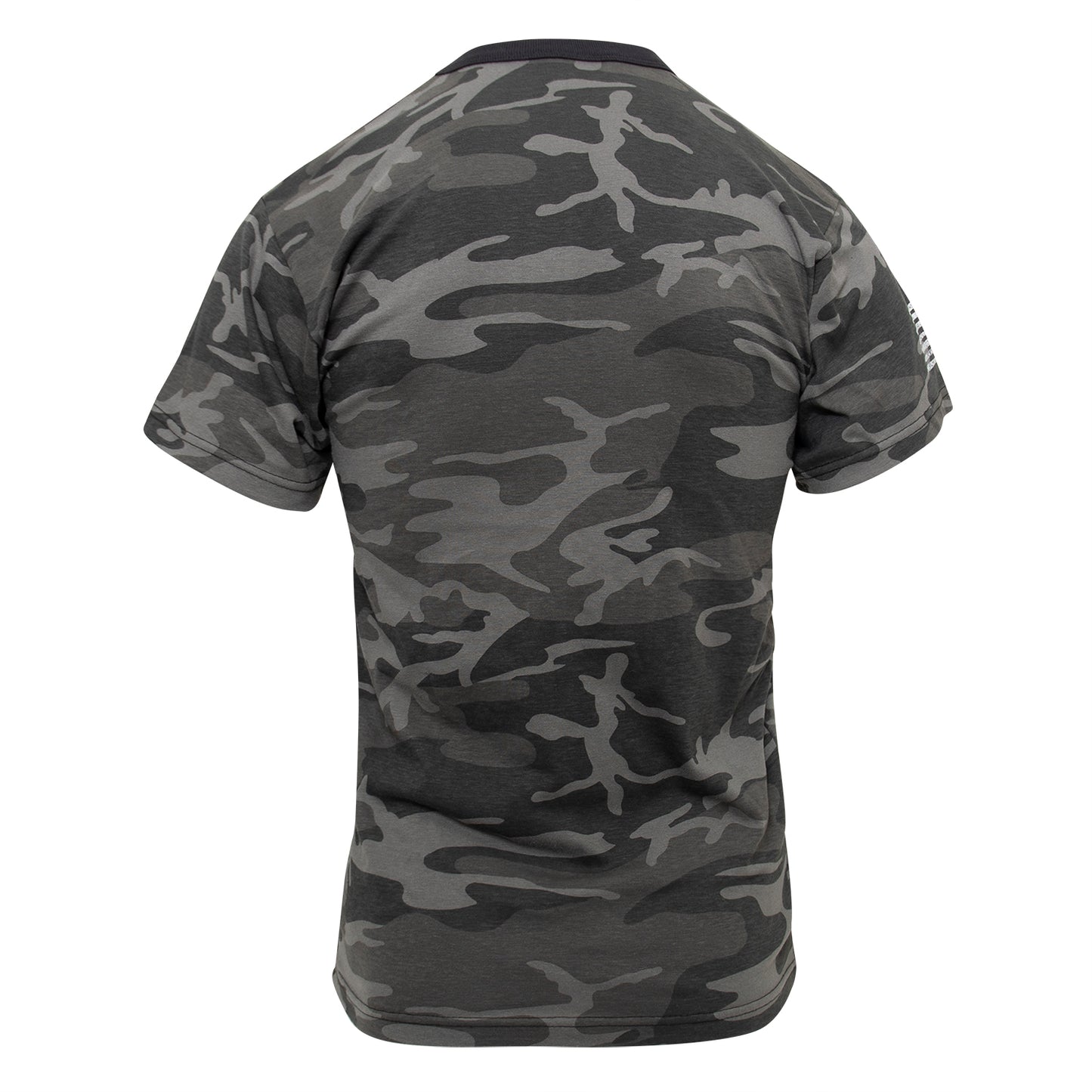 Rothco Men's Athletic Fit Black Camo T-Shirt W/ US Flag