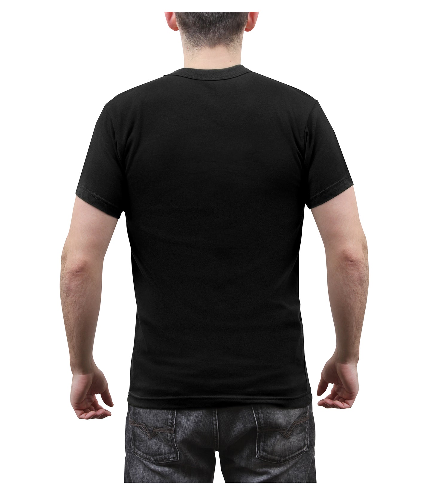 Rothco Distressed US Flag Black T-Shirt - Men's Poly/Cotton Athletic Fit Tee