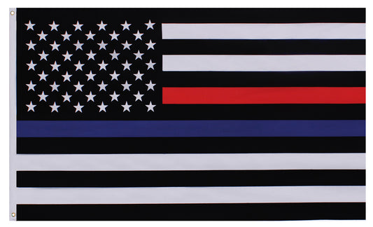 Rothco Thin Blue & Thin Red Line US Flag - 3' x 5' Double Stitched American Flag