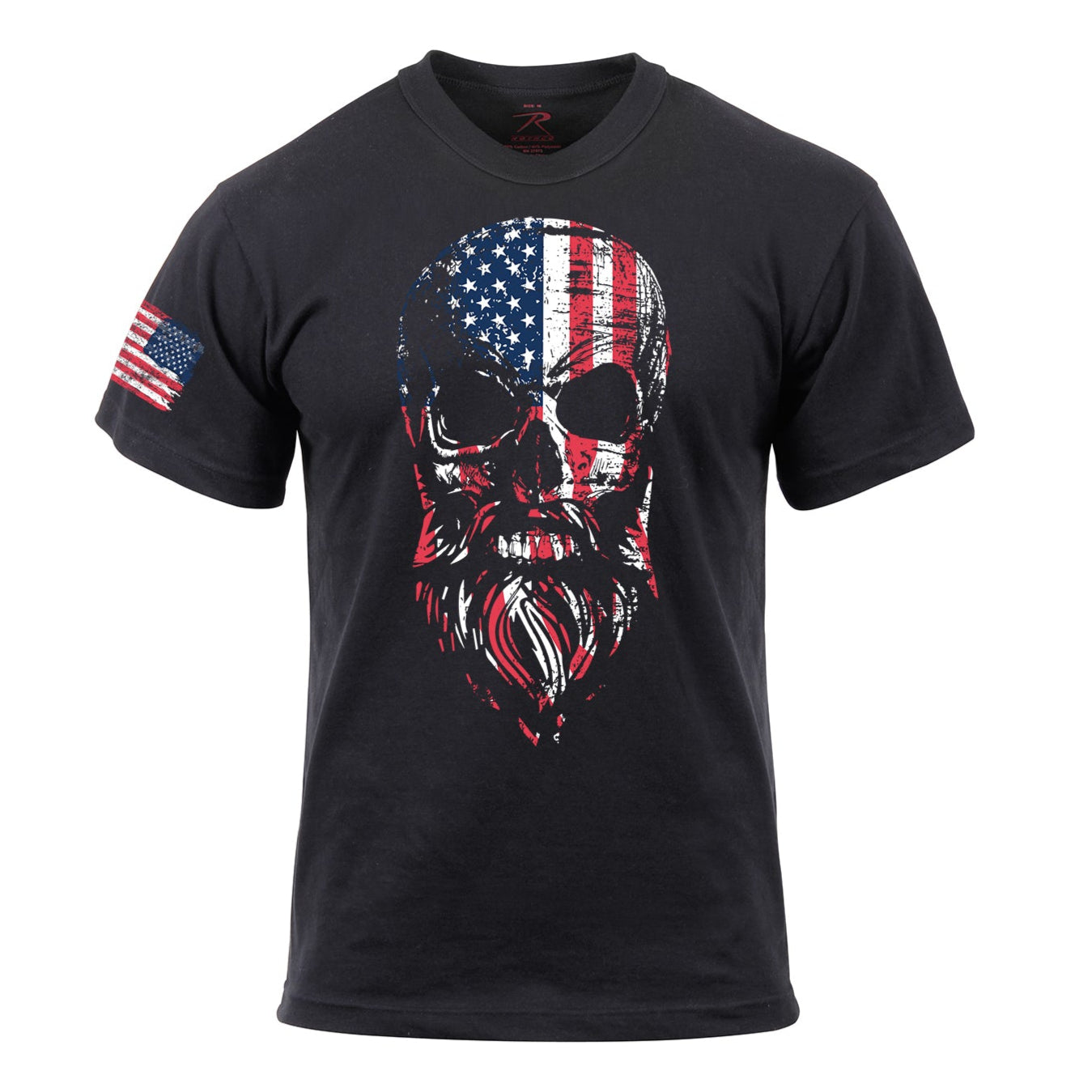 Men's US Flag Bearded Skull T-Shirt