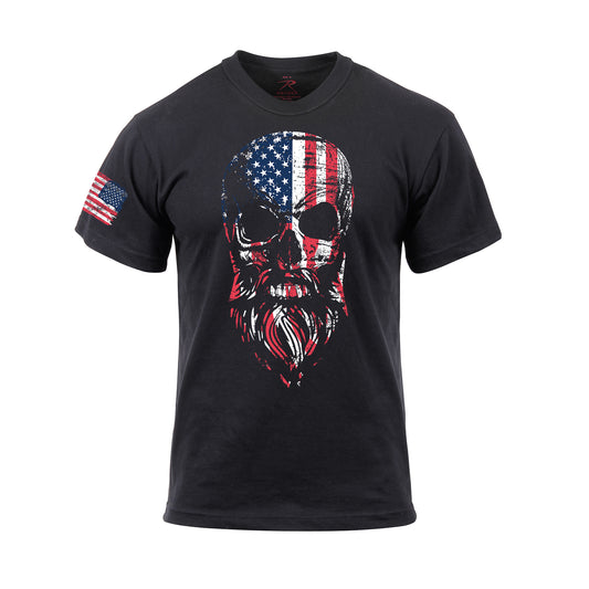 Men's US Flag Bearded Skull T-Shirt