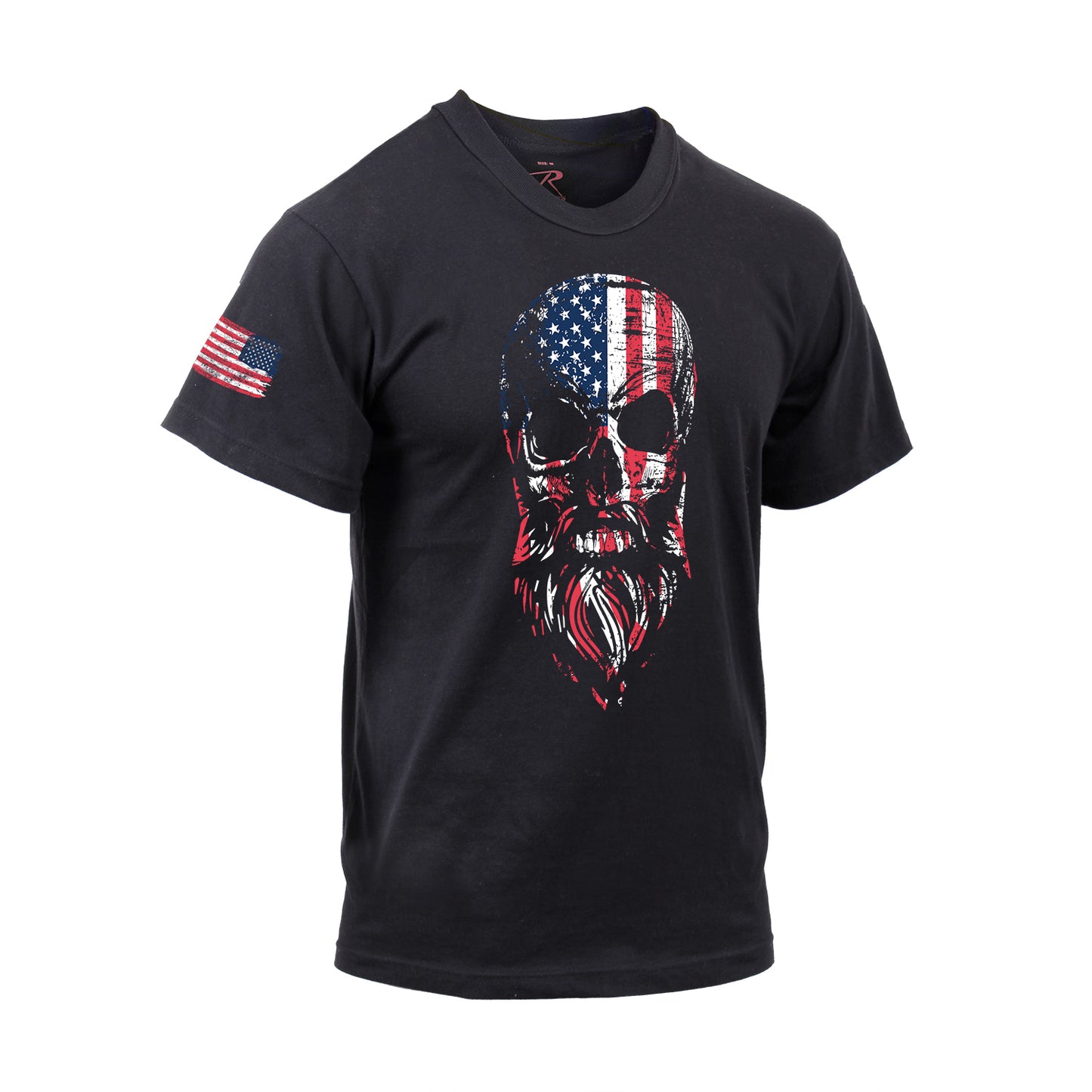 Men's US Flag Bearded Skull T-Shirt