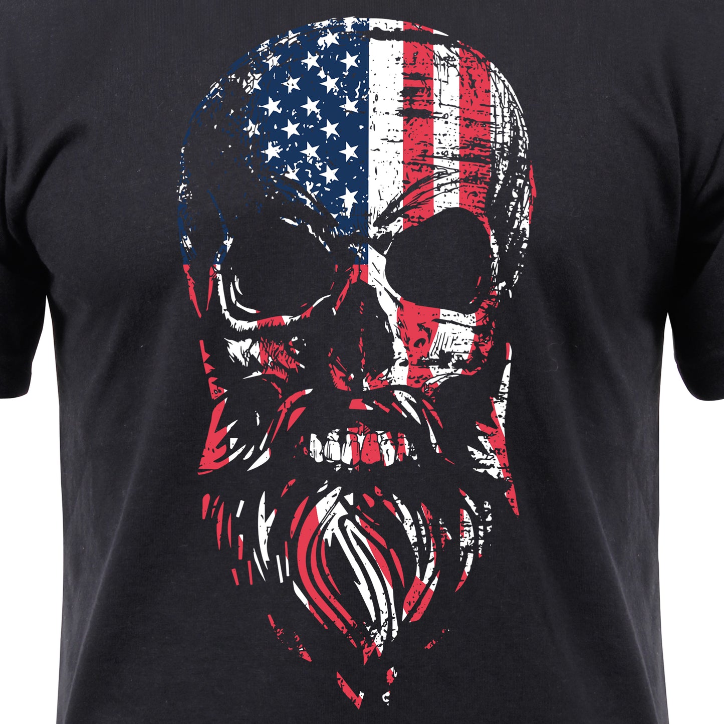 Men's US Flag Bearded Skull T-Shirt