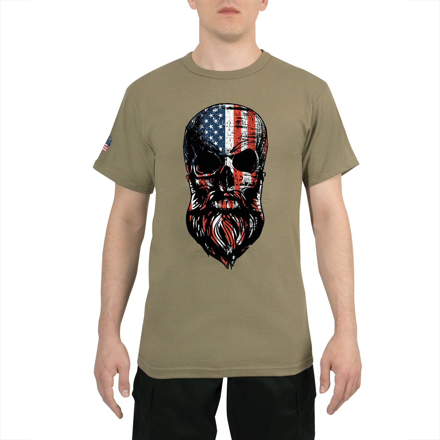 Men's US Flag Bearded Skull T-Shirt