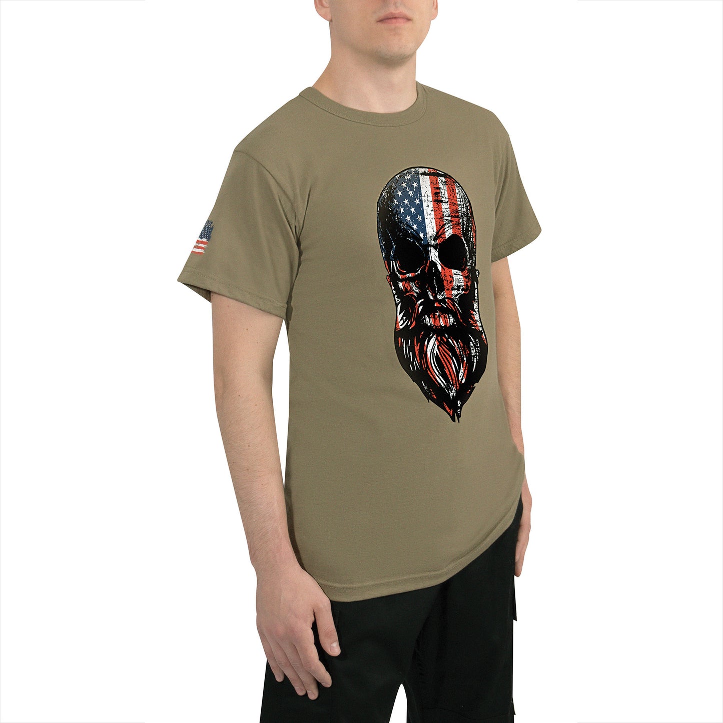 Men's US Flag Bearded Skull T-Shirt