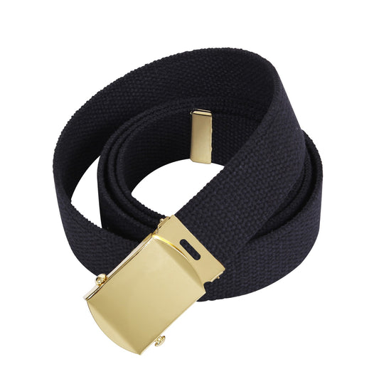 Rothco Cotton/Canvas Web Belts - 74 Inches (Black / Gold Buckle)