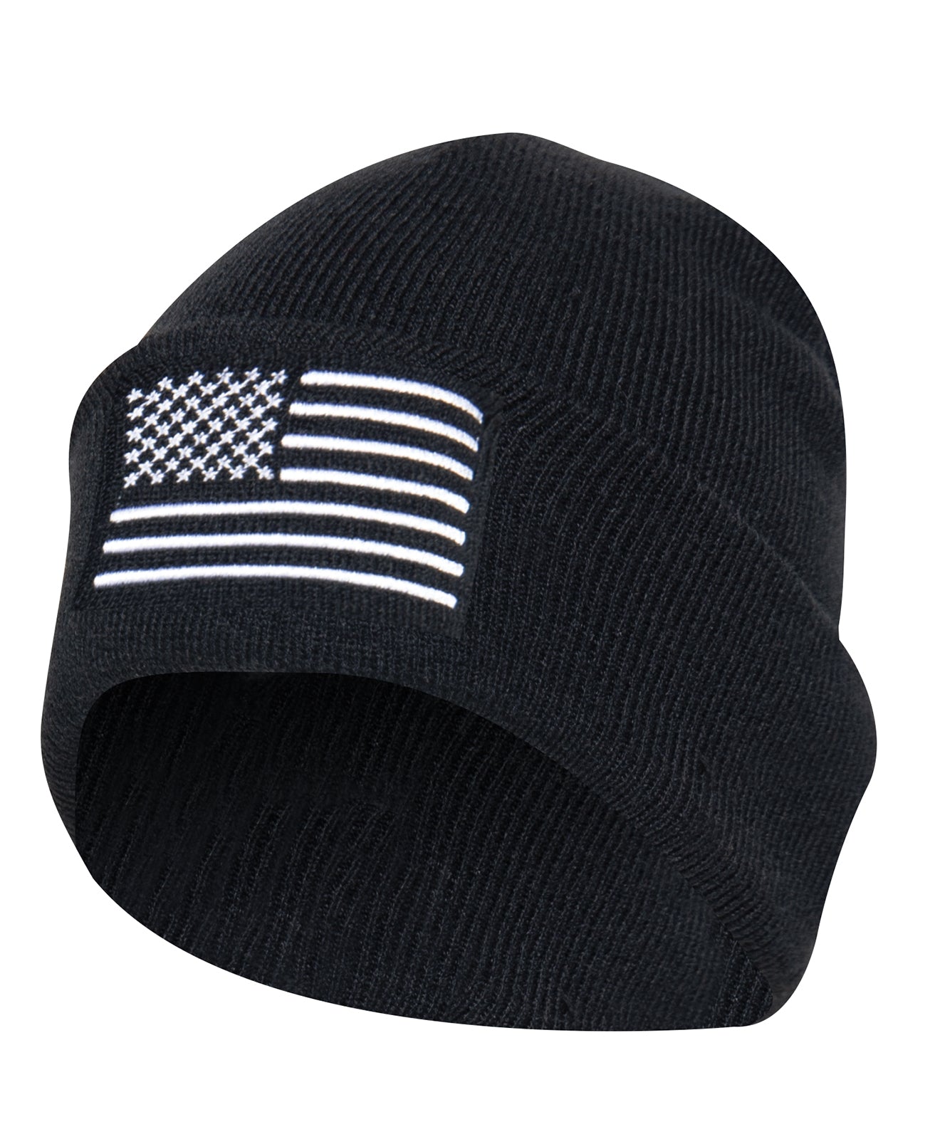 Men's US Flag Embroidered Fine Knit 100% Acrylic Watch Cap