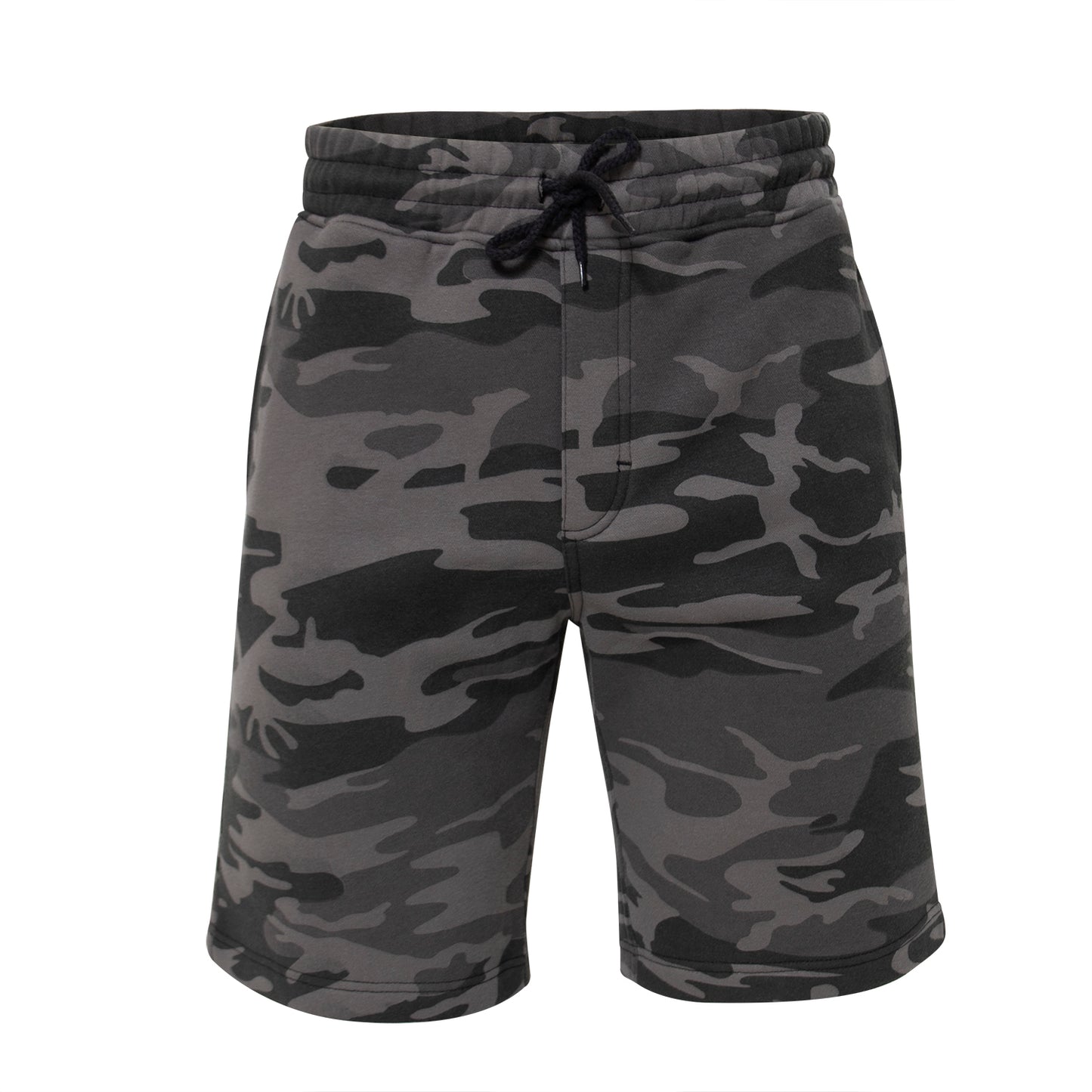 Men's Black Camo Sweatshorts With Pockets