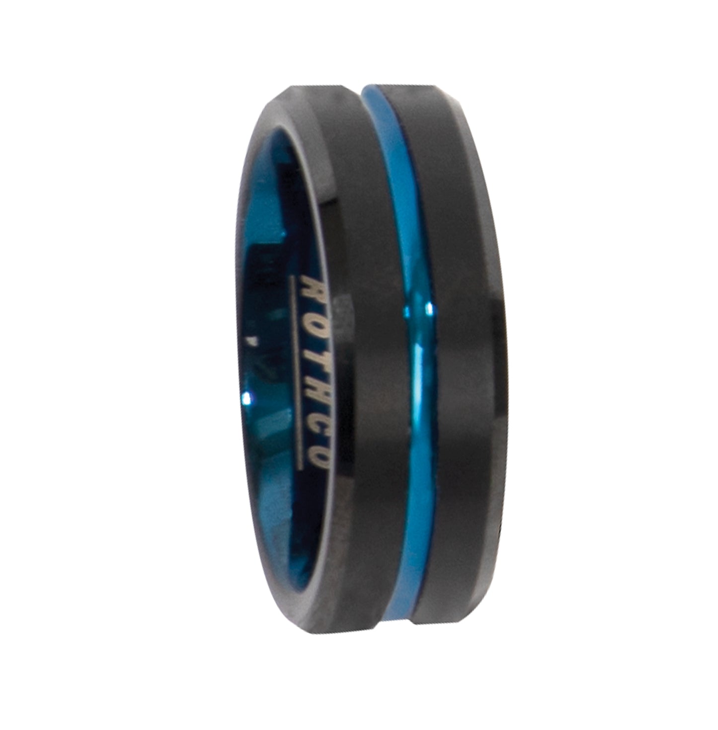 Tungsten Carbide Thin Blue Line Wedding Ring