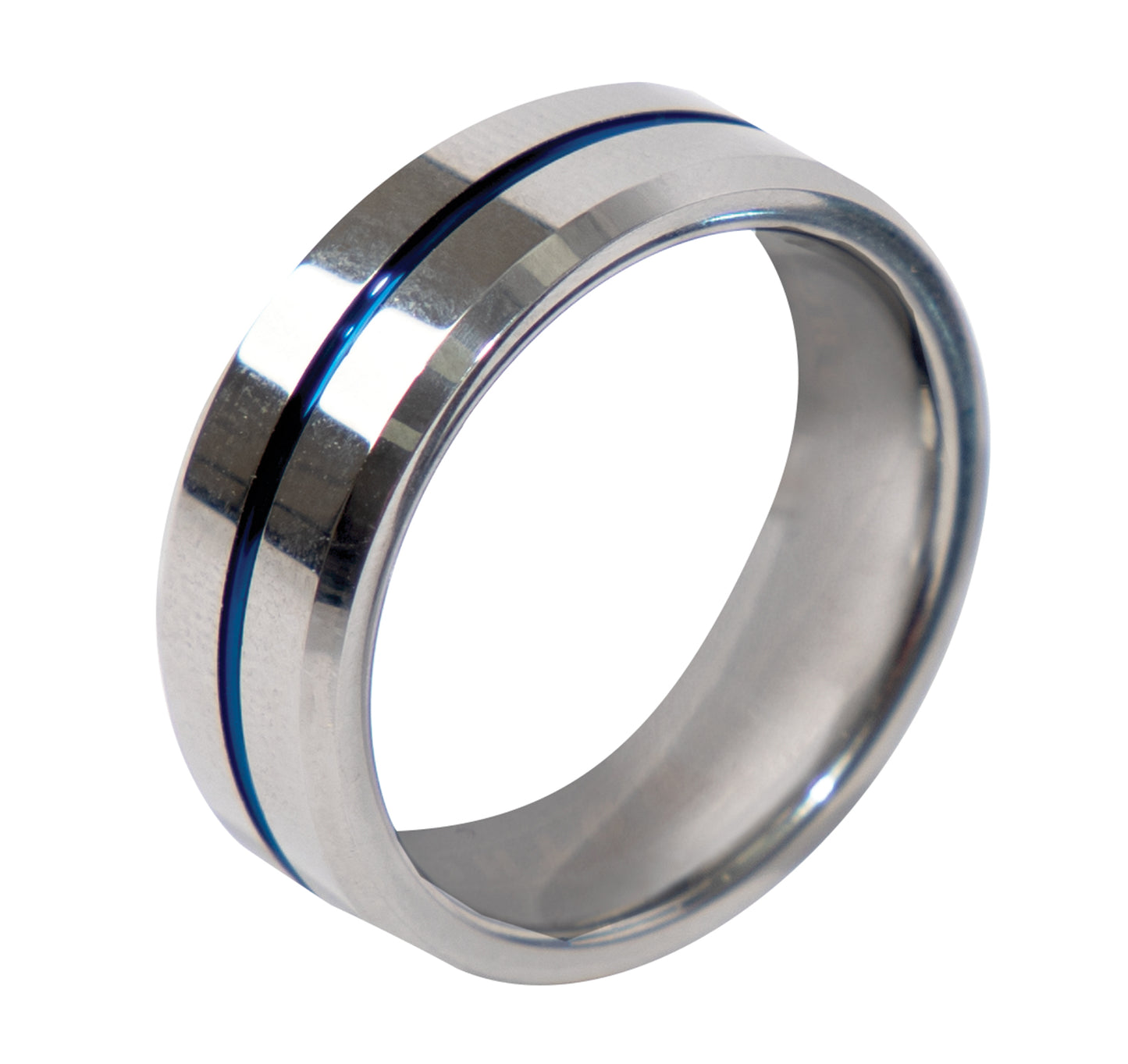 Tungsten Carbide Thin Blue Line Wedding Ring