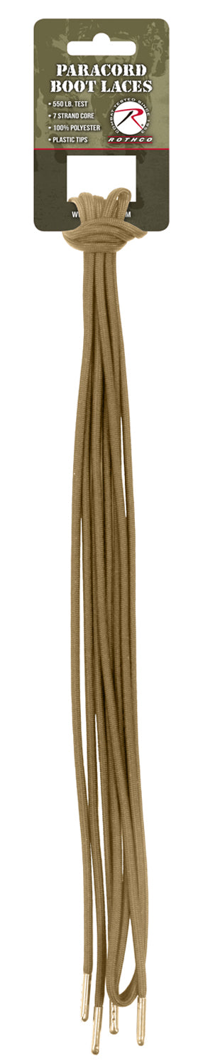 550 lb 7 Strand Paracord Boot Laces - Black or Tan Tactical Boots & Shoelaces