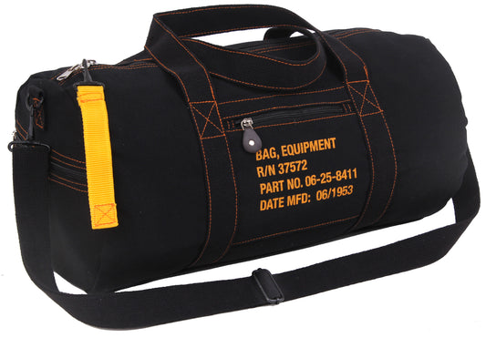 19" Black Canvas Gym Shoulder Bag