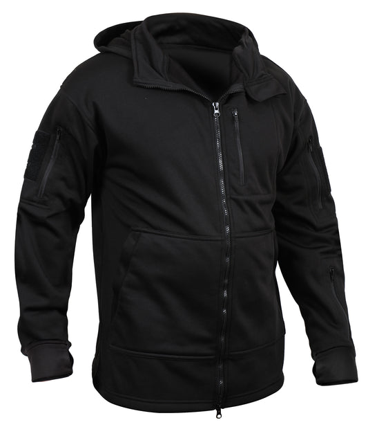 Rothco Men's Tactical Zip Up Hoodie -  Black Zippered Hooded Sweatshirt