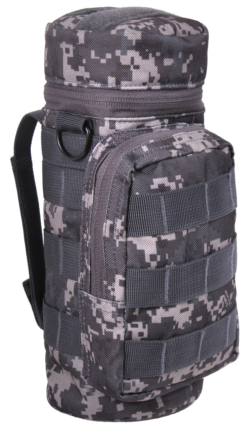 Black & Gray Subdued Urban Digital Camouflage MOLLE Tactical Water Bottle Pouch