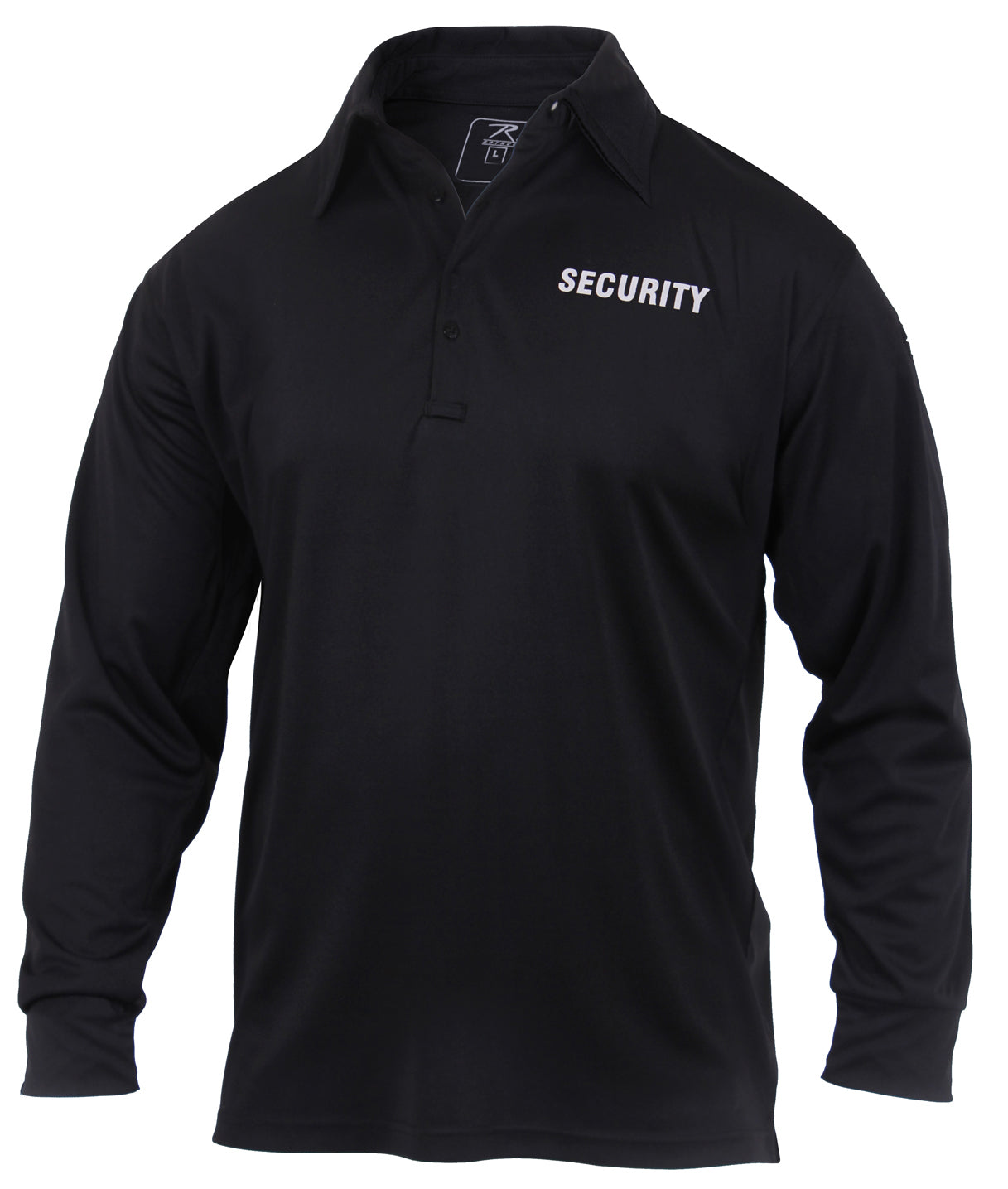 Rothco Moisture Wicking Long Sleeve Security Polo - Men's Black Collared Shirt