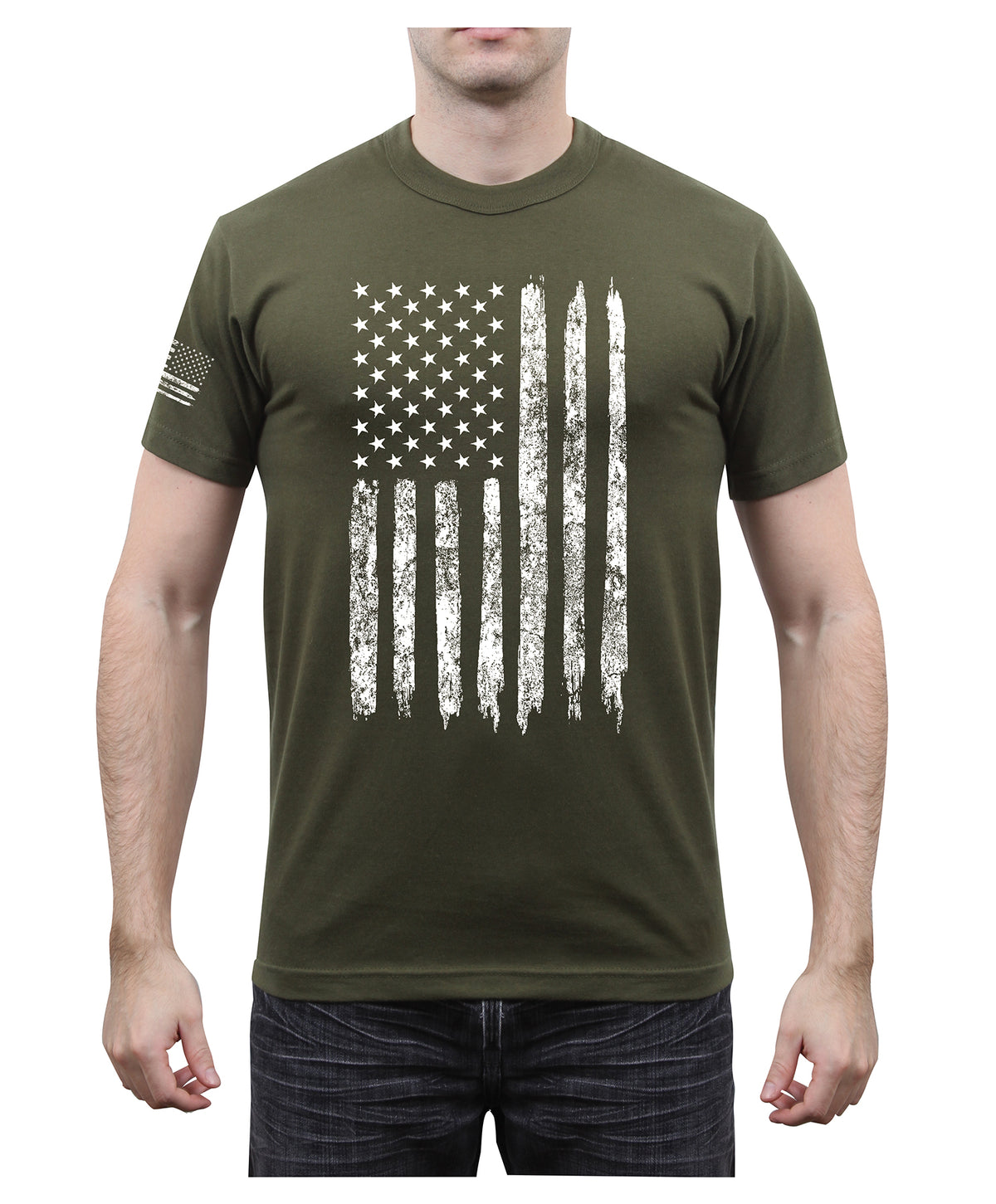 ROTHCO distressed US Flag Athletic Fit T-Shirt WOODLAND | MILITARY RANGE ROTHCO distressed US Flag Athletic Fit T-Shirt WOODLAND | MILITARY RANGE