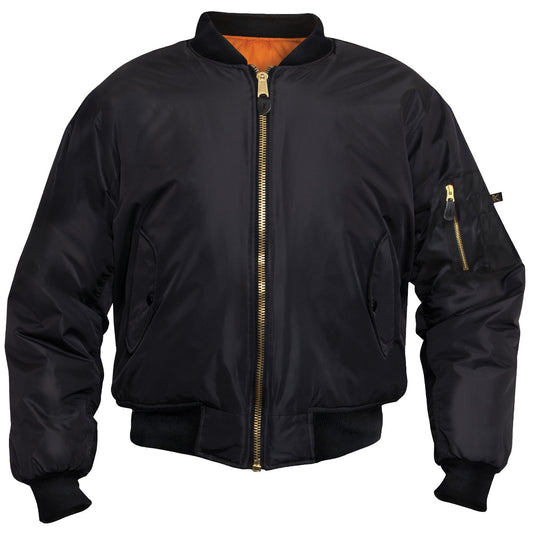Enhanced Nylon Reversible MA-1 Flight Jacket - Black or Sage Green Bomber