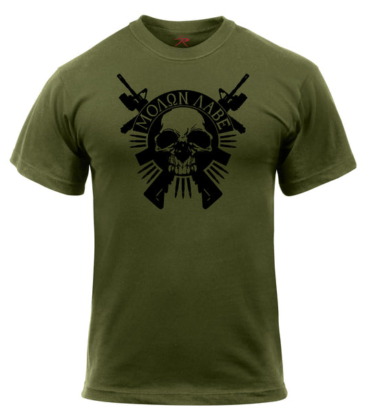 Rothco Molon Labe Skull T-Shirt - Men's OD Graphic Athletic Tee