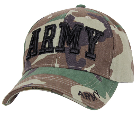 Rothco Deluxe Army Embroidered Mid-Low Pro Adjustable Baseball Cap Woodland Camo