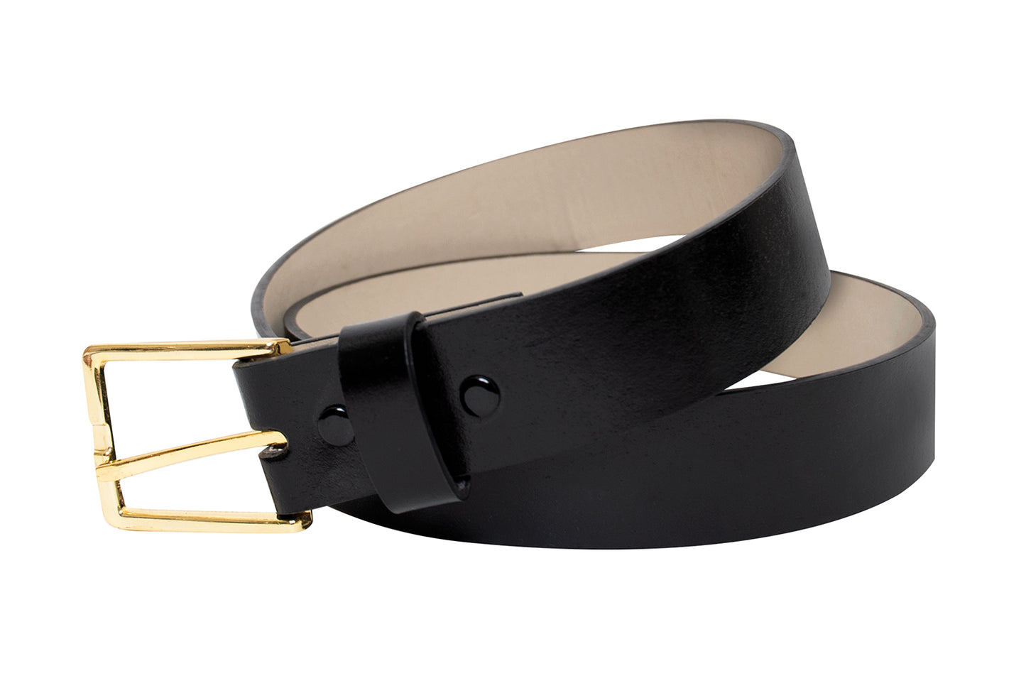 Black Bonded Leather Garrison Belt W/ Gold Buckle - 1¾" Thick