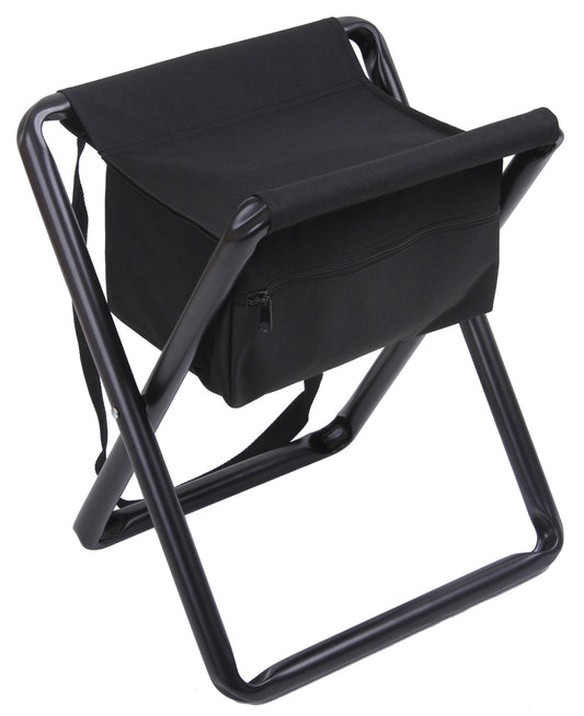 Rothco Black Deluxe Foldable Stool With Pouch - Camping, Hiking, Hunting Chair