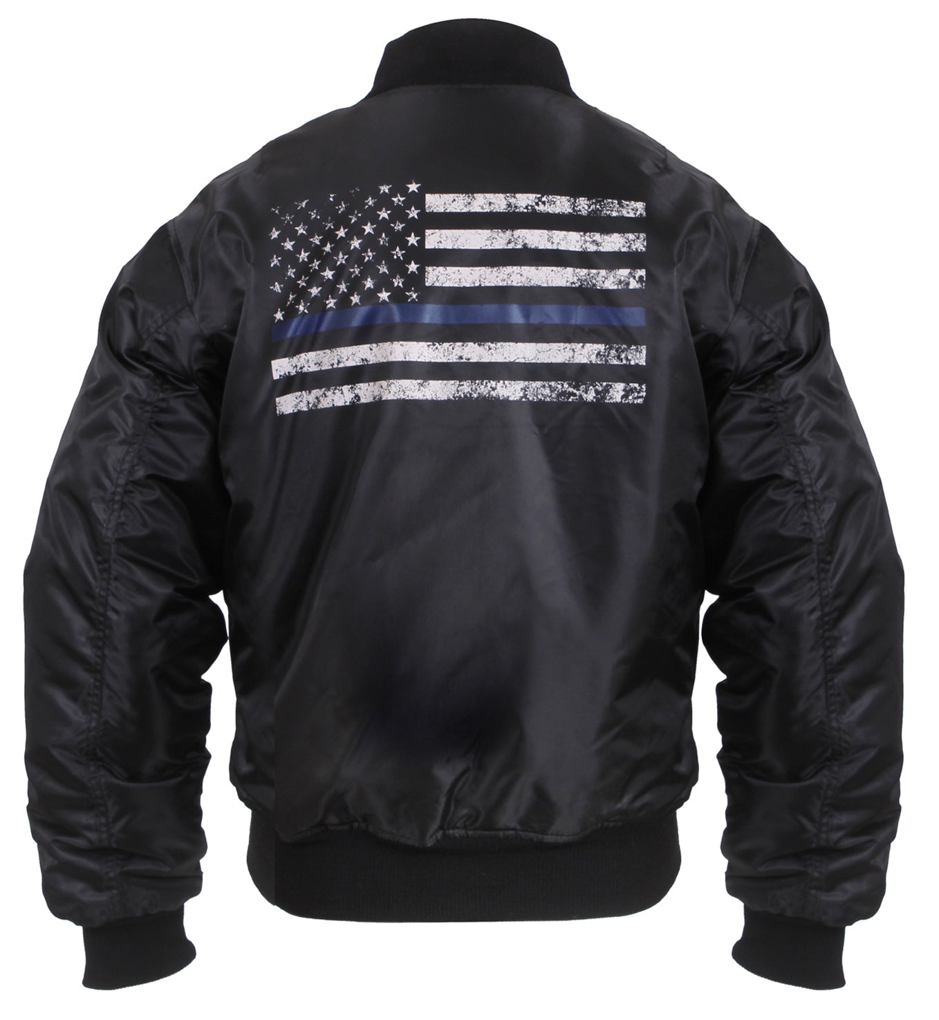 Thin Blue Line Flag MA-1 Flight Jacket - Black Reversible Bomber Jacket