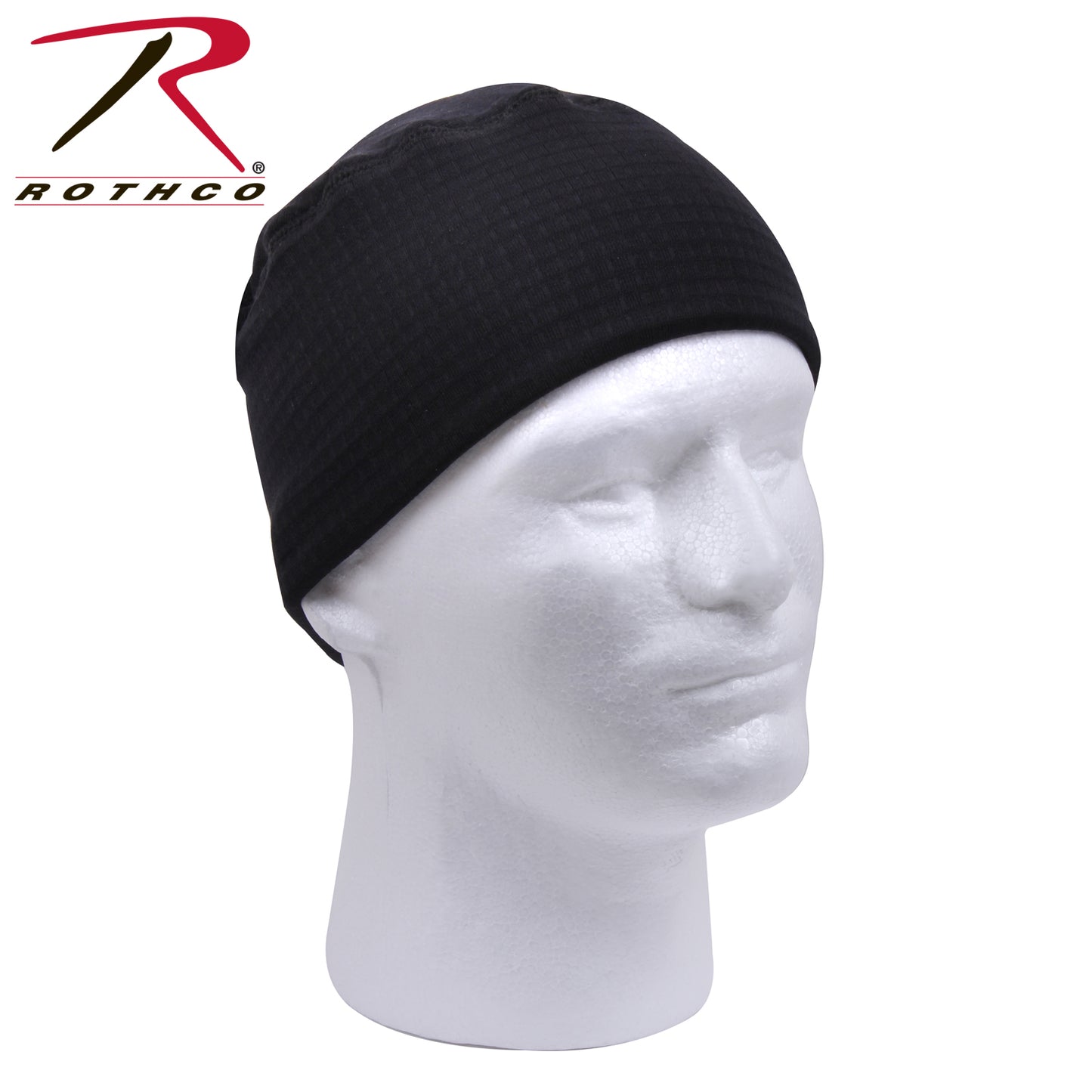 Black Grid Fleece Winter Watch Cap - Adult Formfitting Cold Weather Ski Hat