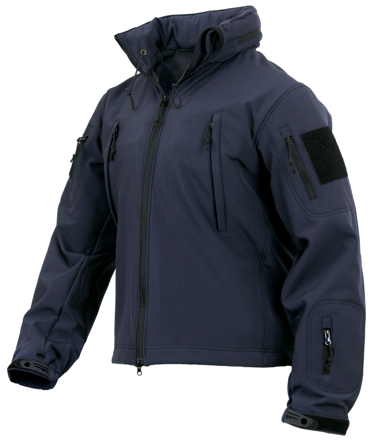 Midnight Navy Blue Concealed Carry Soft Shell Tactical Jacket with Flag Patches