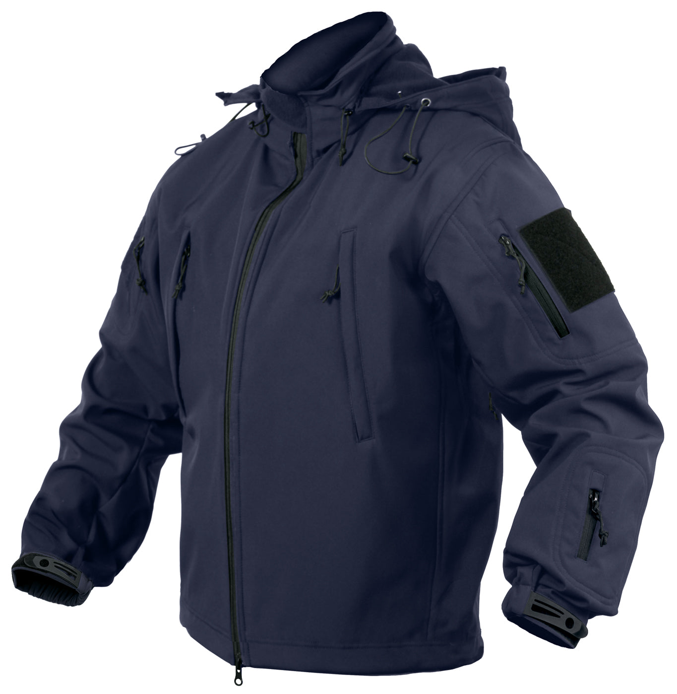 Midnight Navy Blue Concealed Carry Soft Shell Tactical Jacket with Flag Patches