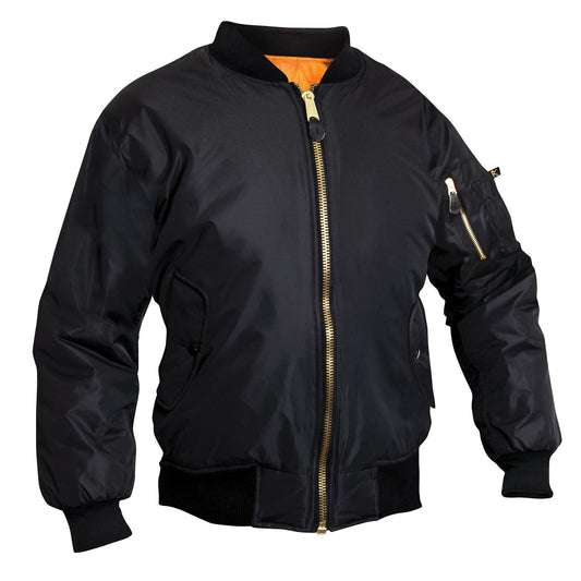 Women's MA-1 Flight Jacket - Black with Reversible Orange Lining Rothco