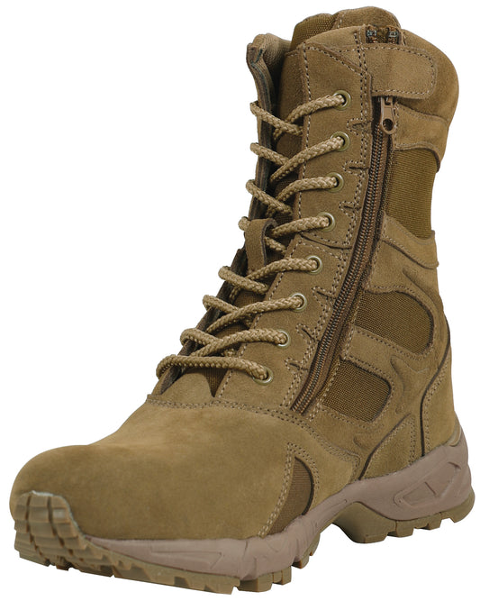 Rothco Forced Entry 8" Deployment Boots w/ Side Zipper - AR 670-1 Coyote Brown