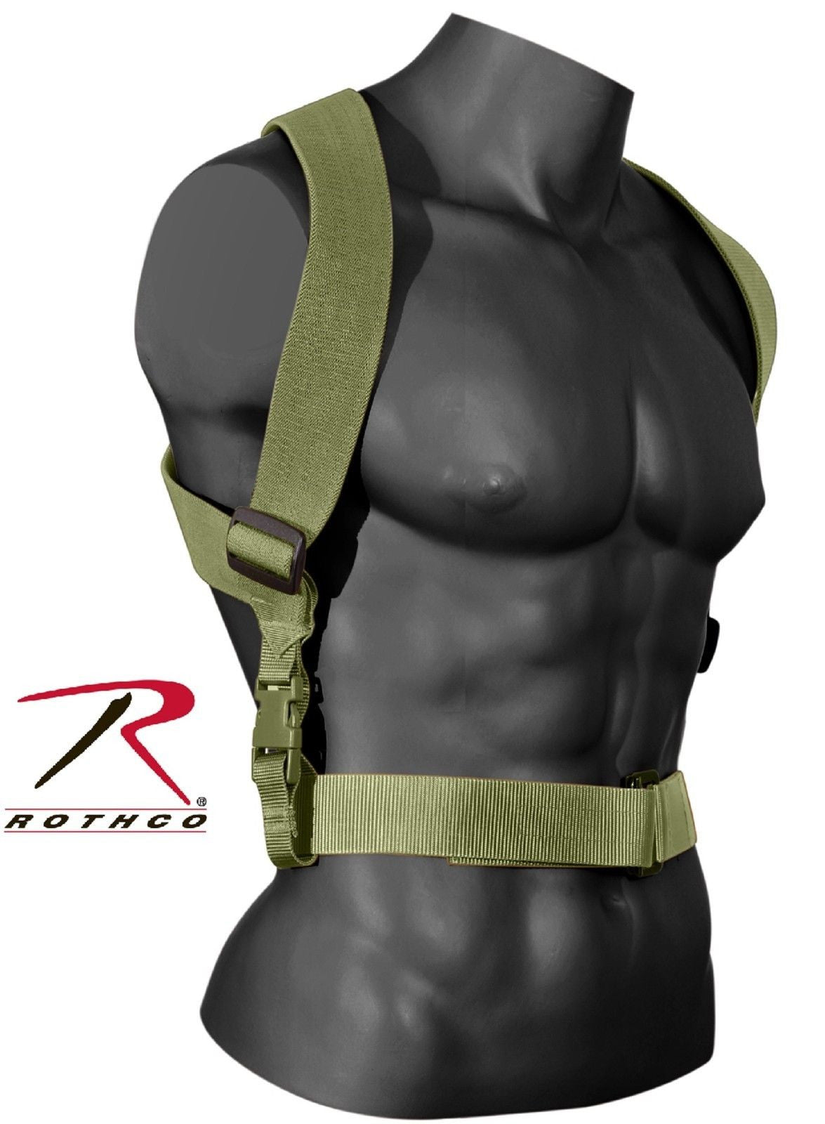 Olive Drab Tactical Combat Suspenders - Rothco Adjustable Gear Support Suspender