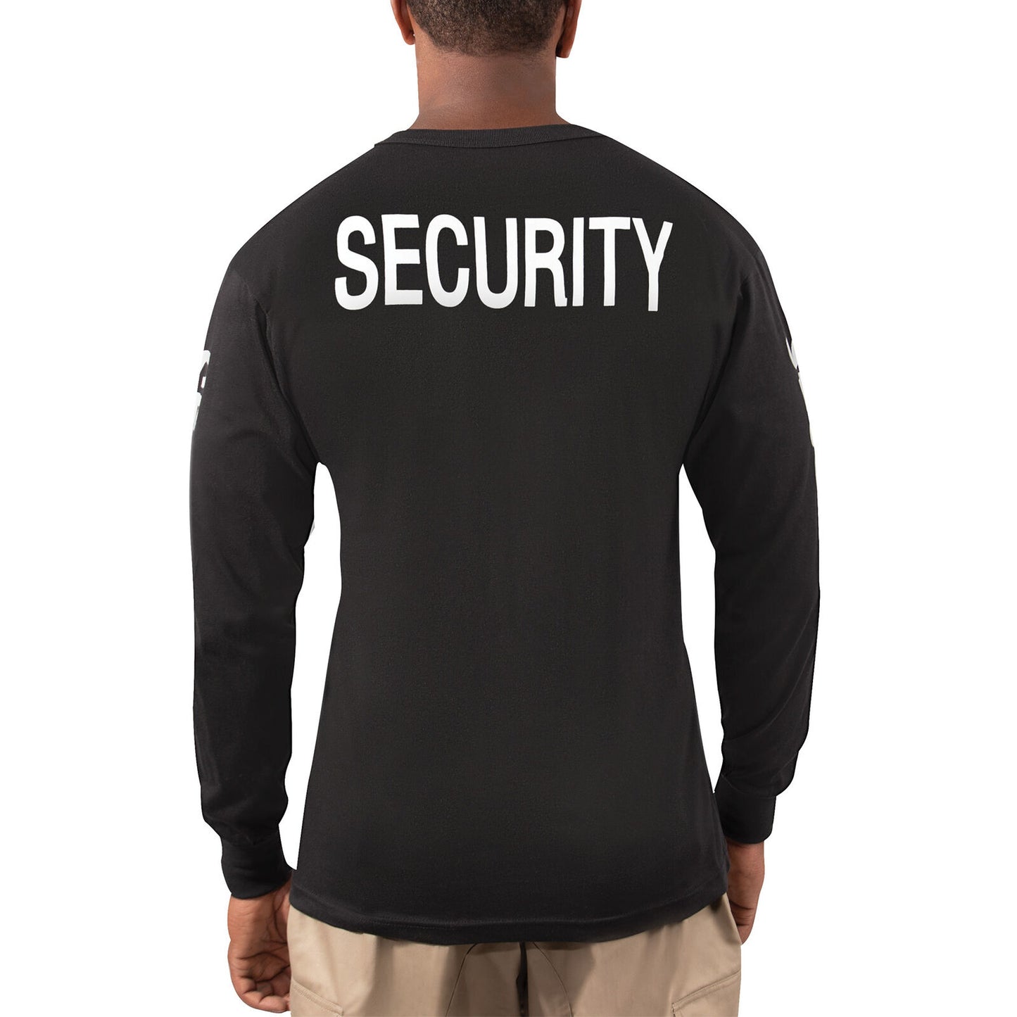 Men's Long Sleeve Two-Sided SECURITY T-Shirt in Black