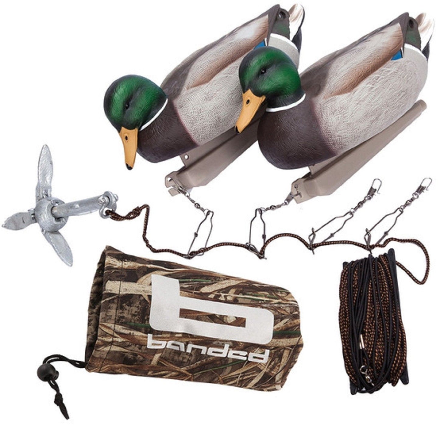 Banded Duck Hunting Jerk Cord Kit - Anchor & Rig Decoy Attachment Set & Case
