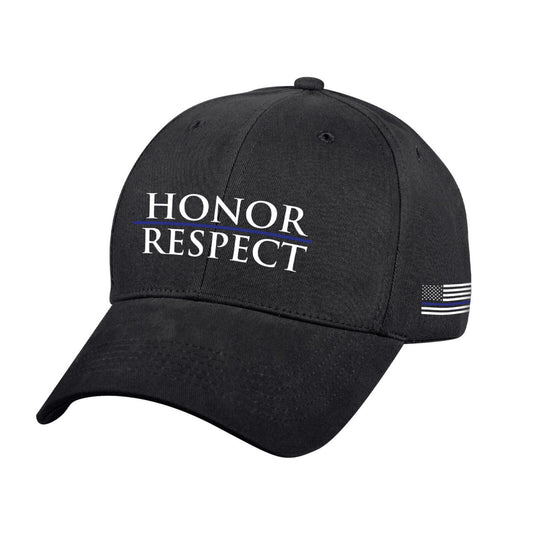 'Honor and Respect' Thin Blue Line Mid Profile Black Adjustable Baseball Cap