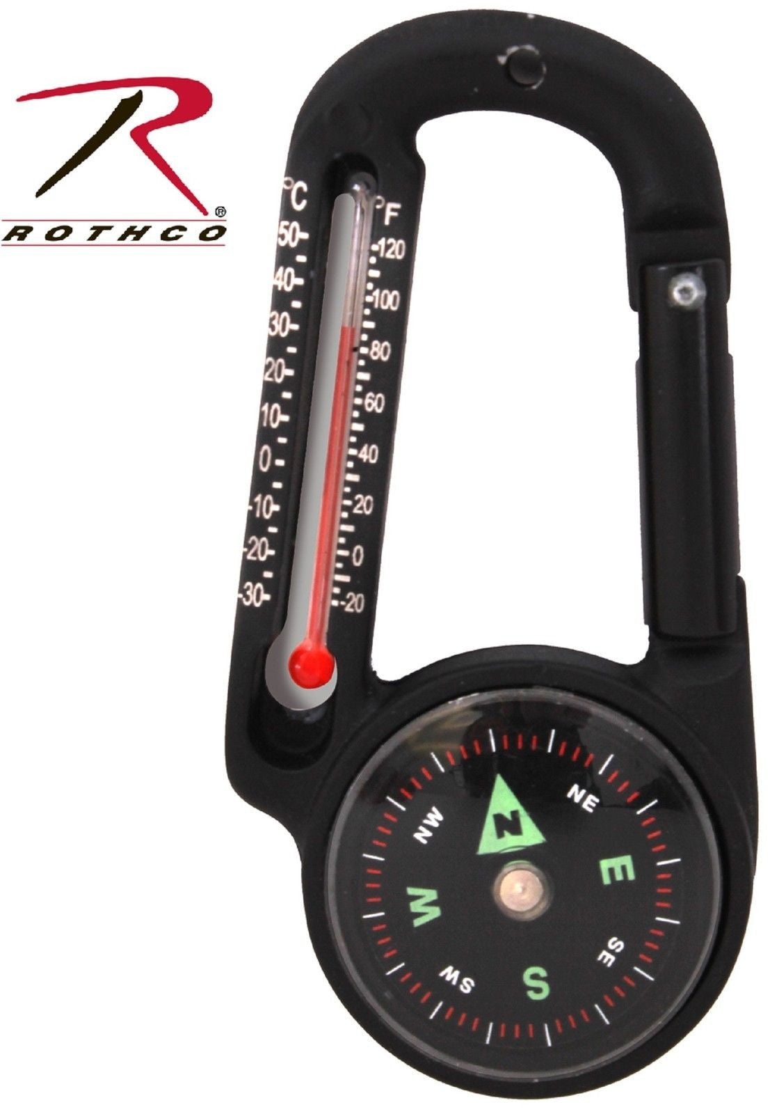 Rothco Carabiner Compass & Thermometer Outdoor Survival Tool 6500
