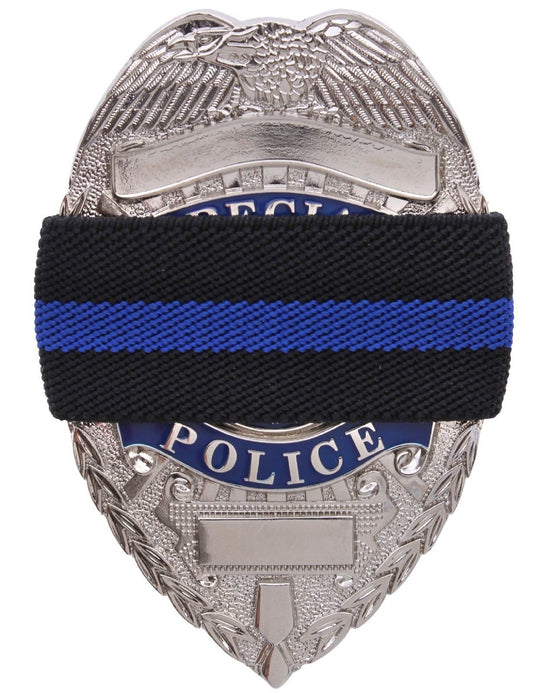 Thin Blue Line Mourning Band - Black Elastic TBL Police Support Badge Bands