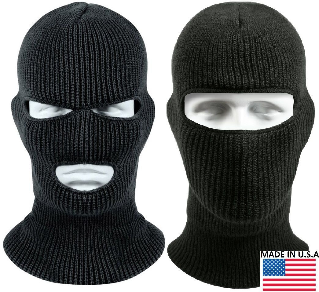 Black Wintuck Face Mask Cold Weather Winter Facemask Warm Head Covers