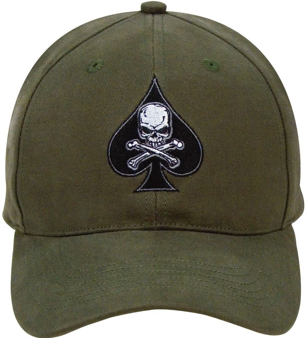 Death Spade - Olive Drab - Black Ink Design Low Profile Baseball Hat