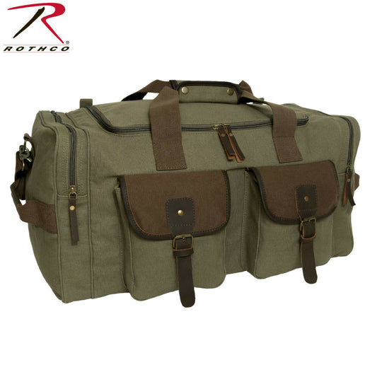 Rothco Long Journey, Extra Large Canvas Travel Bag - Olive Drab w/ Brown Accents