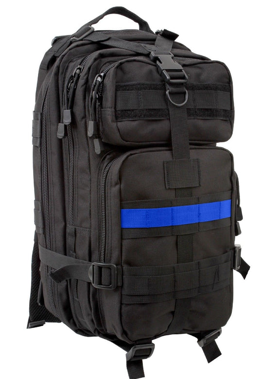 The Thin Blue Line Medium Transport Pack - Rothco Black TBL Backpack Bag