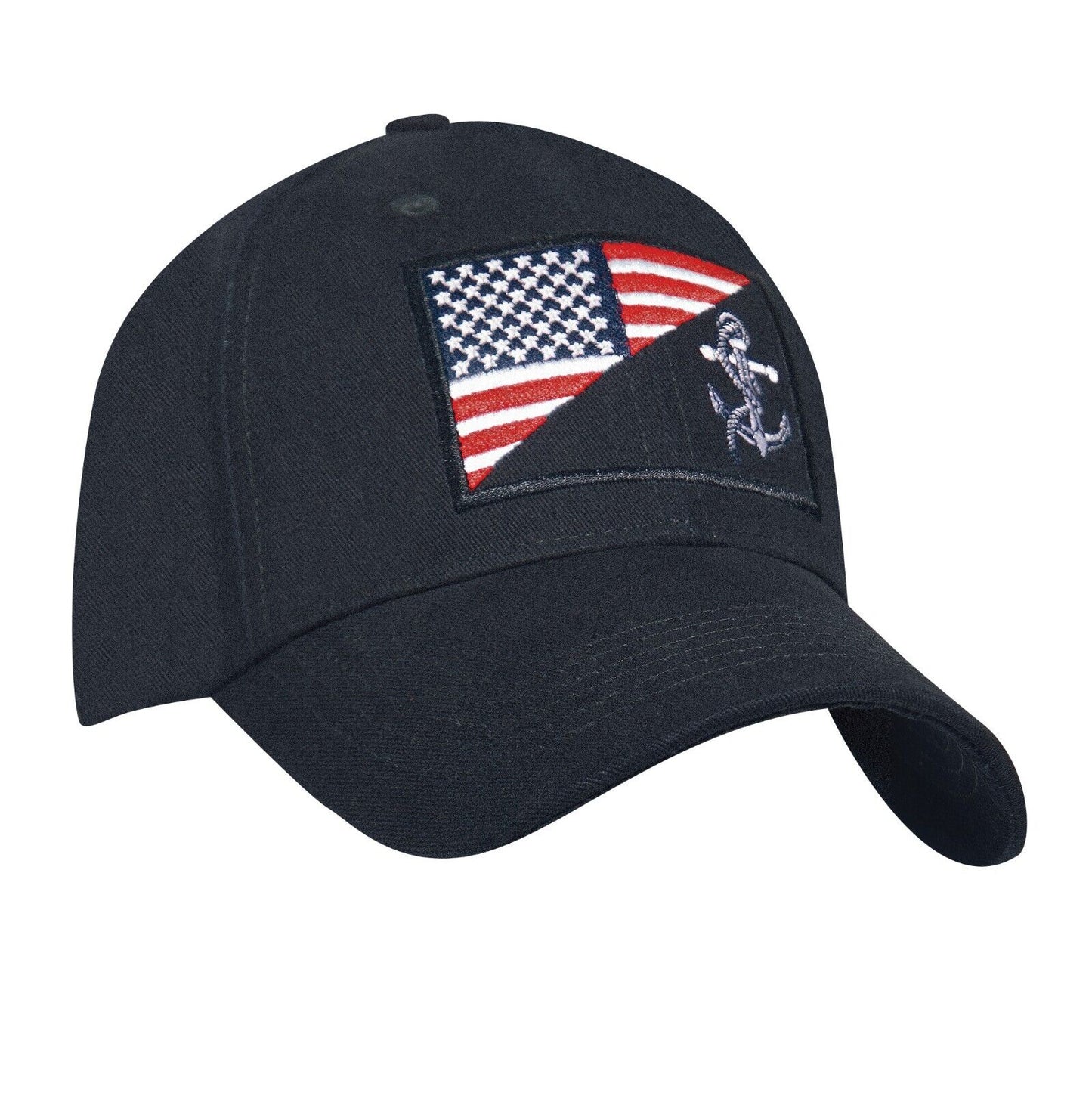 Navy Blue or Coyote Brown US Navy Anchor/US Flag Adjustable Baseball Hat Cap
